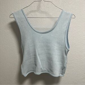 Light Blue Ribbed Women's Cropped Tank Top